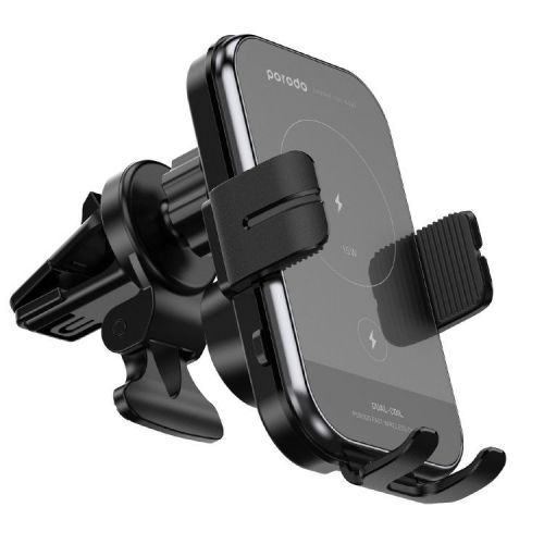 فروشگاه آنلاین نخلینو   - پایه ی نگهدارنده ی شارژر وایرلس ۱۵ وات پرودو Porodo 3 in 1 Car Charger Mount 15W With QC3.0 Car Charger